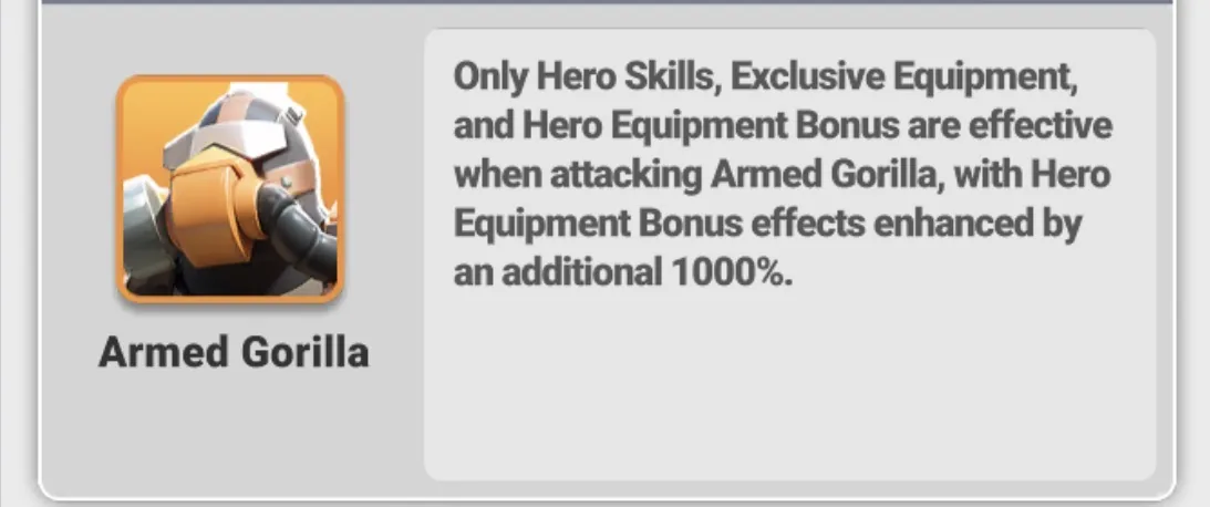 Armed Gorilla bonus rule reference.