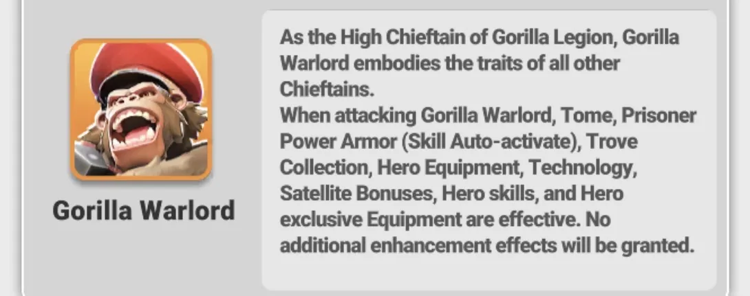 Gorilla Warlord bonus rule reference.