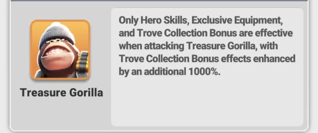 Treasure Gorilla bonus rule reference.