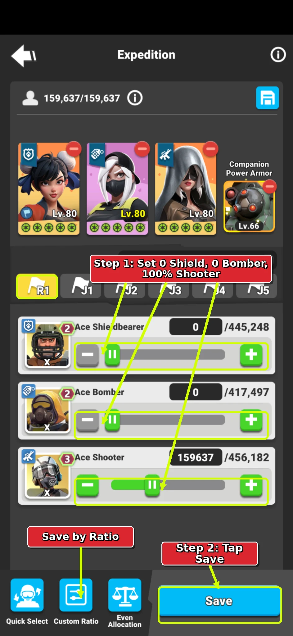 Annotated Ultimate Trial rally lead formation screen.